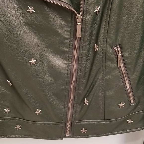 Collection B Dark Green Faux Leather Moto Jacket - Picture 4 of 10